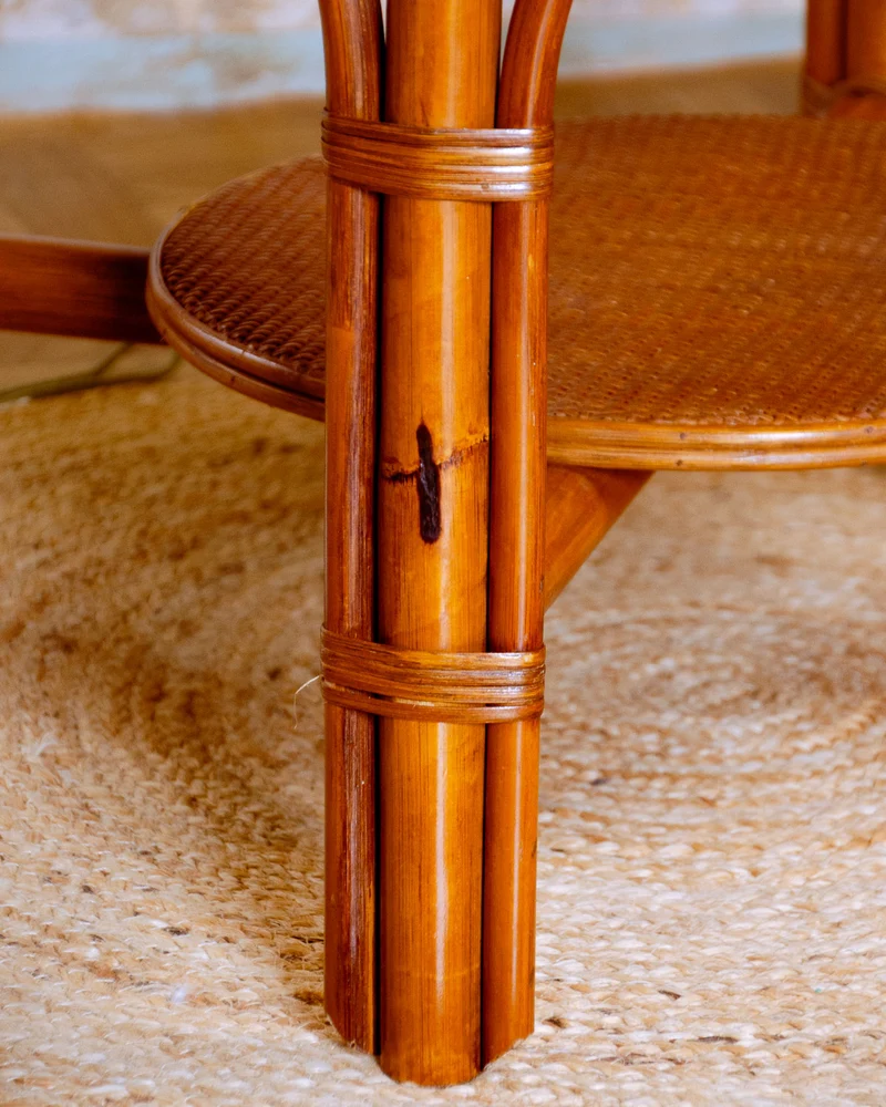 Léonie, la table basse en rotin et verre fumé N°912