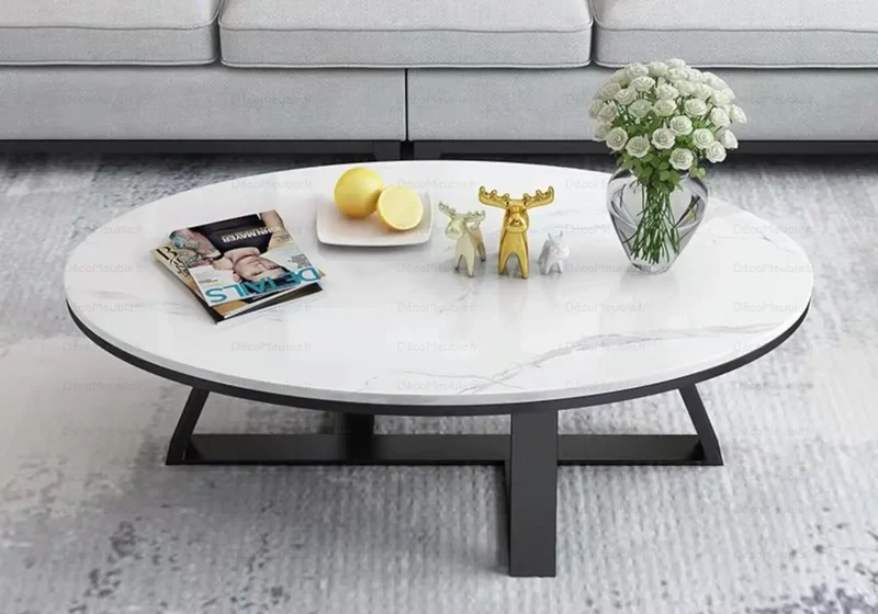 Table basse noire marbre blanc - Gracy