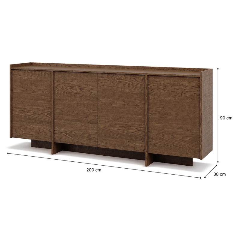 Buffet 4 portes Japandi Bois foncé