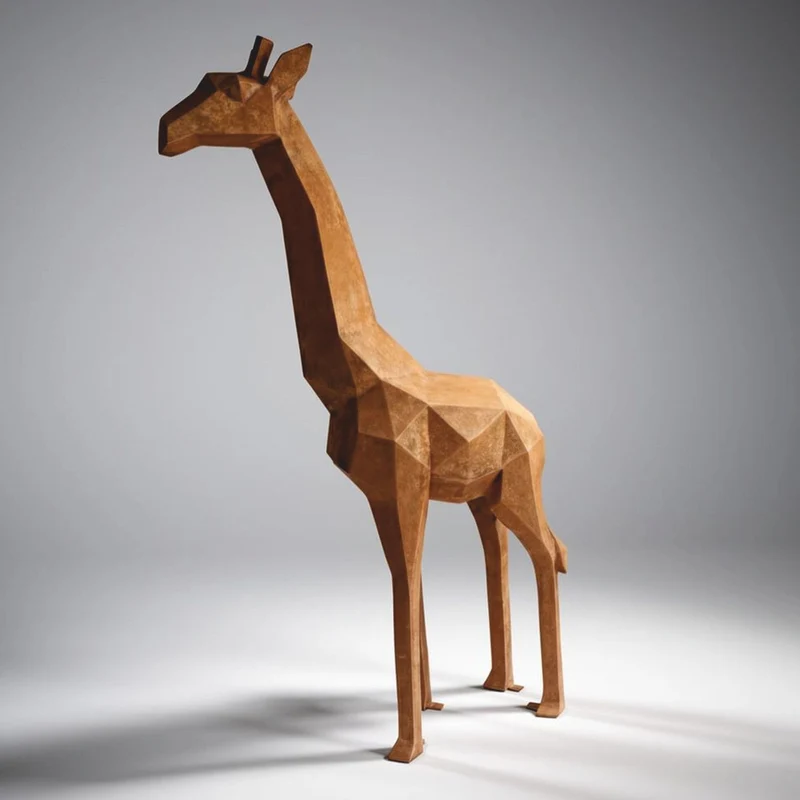 Casa Padrino Garten Deko Skulptur Giraffe Rost H. 200 cm - Abstrakte Garten Deko Figur - Abstrakte Garten Skulpturen