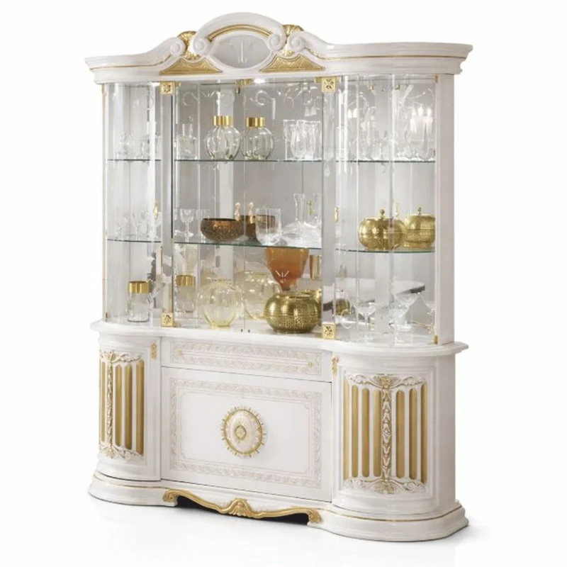 Casa Padrino Luxus Barock Vitrine Weiß / Gold 173 x H. 213 cm - Barock Möbel - Made in Italy