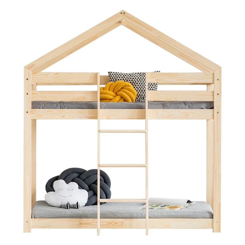 Lit cabane superposé 70x140 sommier inclus Hortense Bois