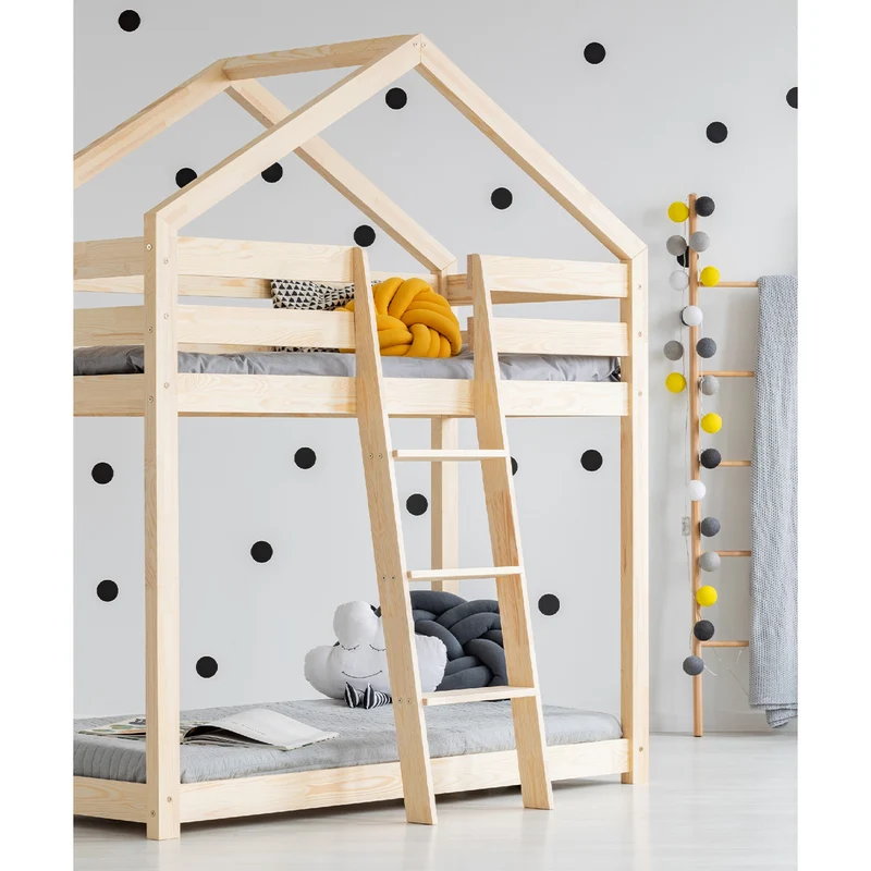 Lit cabane superposé 70x140 sommier inclus Hortense Bois