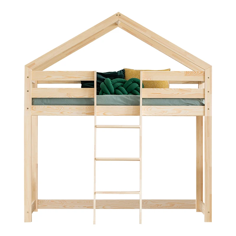 Lit cabane mi-hauteur 70x140 sommier inclus Jeanne Bois