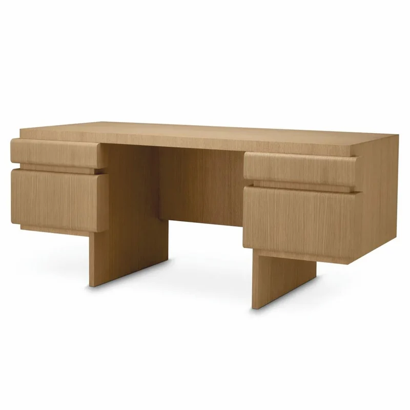 Casa Padrino Luxus Schreibtisch mit 4 Schubladen Naturfarben 180,5 cm - Büro Möbel