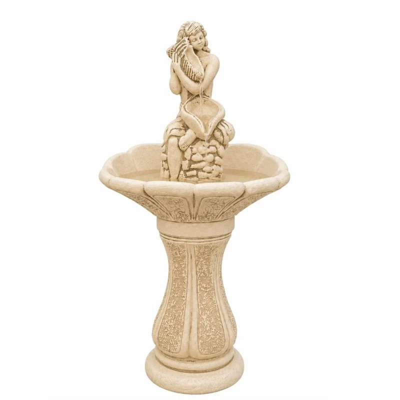 Casa Padrino Jugendstil Springbrunnen Beige H. 115 cm - Eleganter Gartenbrunnen - Garten & Terrassen Deko Accessoires