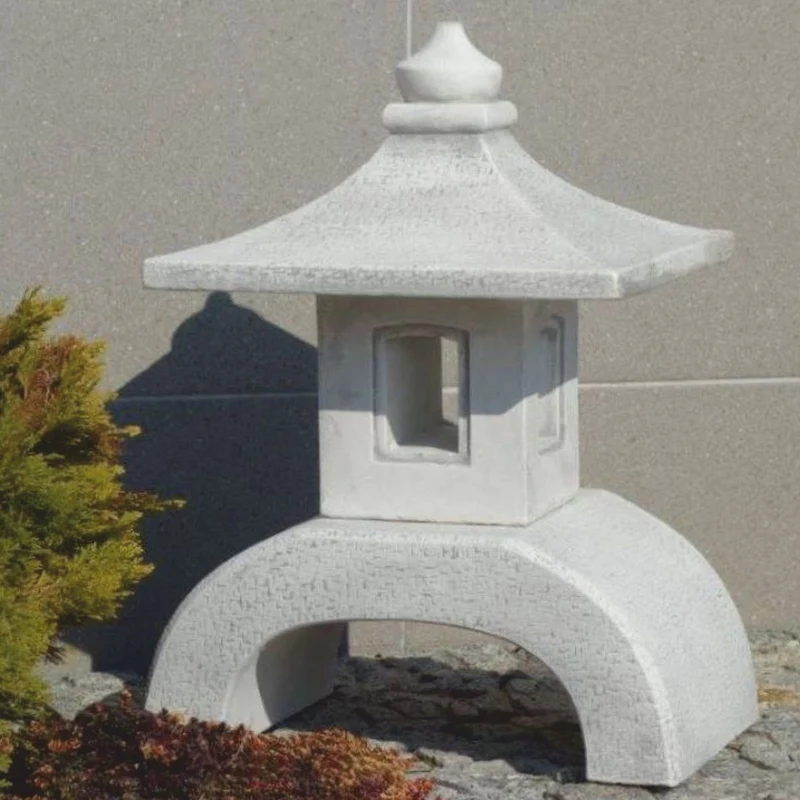 Casa Padrino Garten Leuchte im Japanischen Stil Pagode Weiß H. 53 cm - Garten Beleuchtung