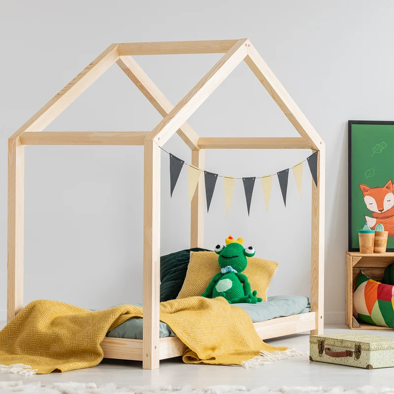 Lit cabane 70x140 sommier inclus Aude Bois
