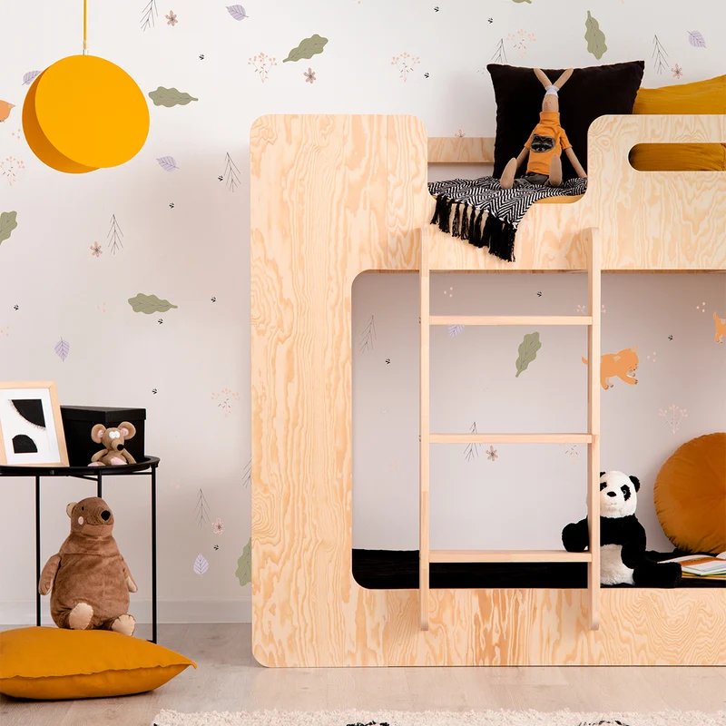 Lit superposé 70x140 échelle à gauche sommier inclus Mélissa Bois