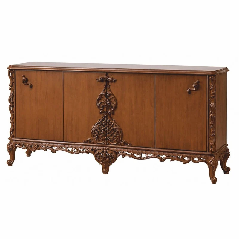 Casa Padrino Luxus Barock Sideboard Braun 213 cm - Prunkvolle Barockstil Möbel