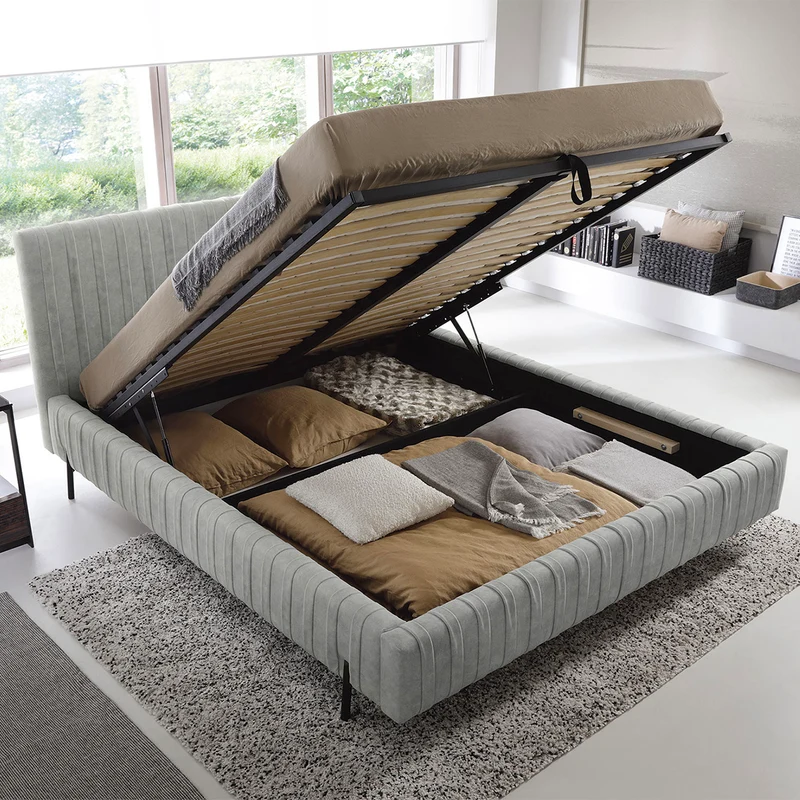 Lit coffre 180x200 sommier inclus Ori Gris