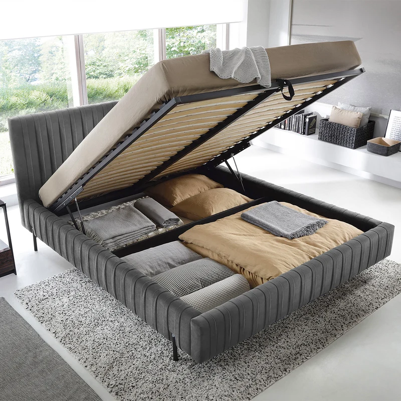 Lit coffre 180x200 sommier inclus Ori Gris foncé