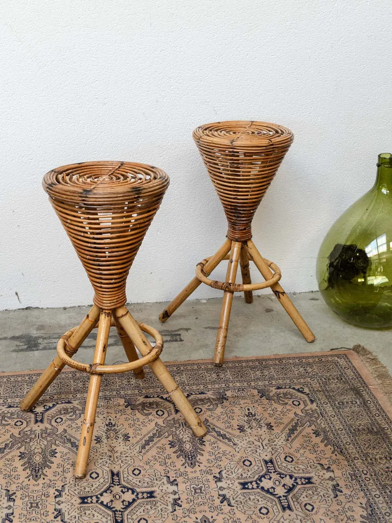 Gaston, la paire de tabourets de bar en rotin N°173