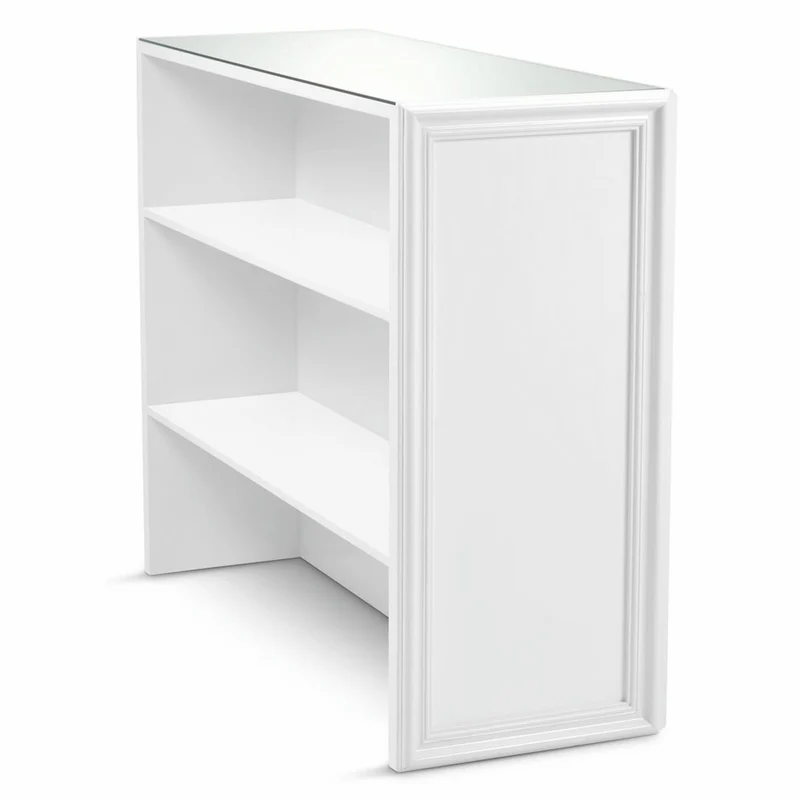 Casa Padrino Luxus Mahagoni Bar Theke mit Glasplatte Weiß 126 cm - Bar Möbel