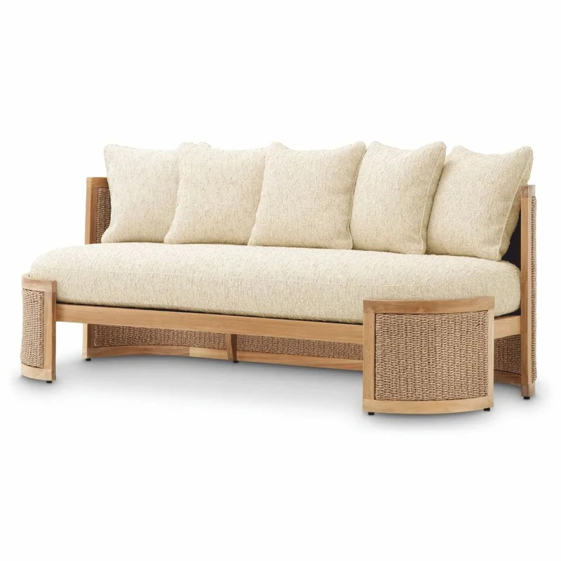 Casa Padrino Luxus Garten Sofa mit 5 Kissen Naturfarben 180 cm - Hotel Möbel - Garten Möbel - Luxus Möbel