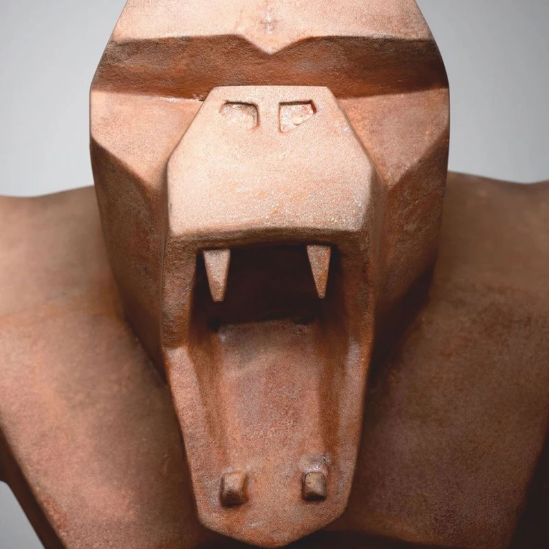 Casa Padrino Deko Skulptur Gorilla mit Fass Rost H. 140 cm - Affen Figur - Große Garten Figur - Große Tierfiguren
