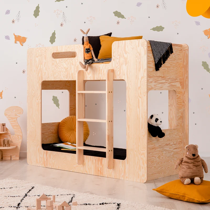Lit superposé 90x190 échelle à droite sommier inclus Mélissa Bois