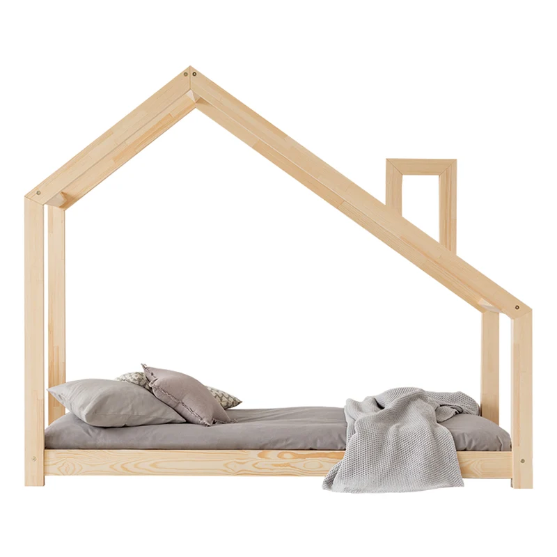Lit cabane 90x190 sommier inclus Nathan Bois