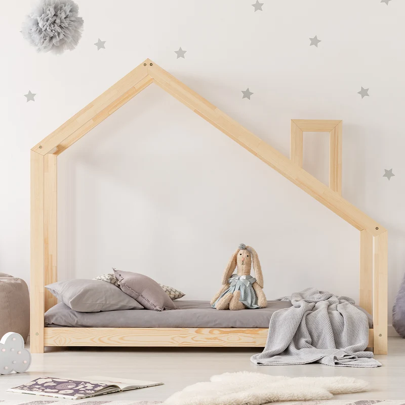 Lit cabane 90x200 sommier inclus Nathan Bois
