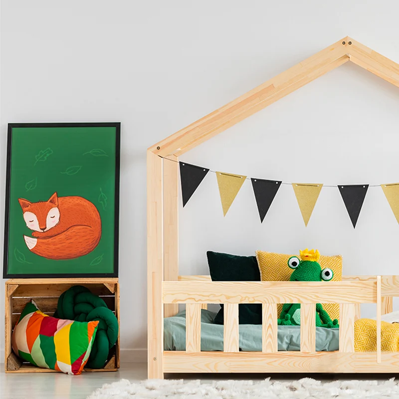 Lit cabane 90x200 sommier inclus Amandine Bois