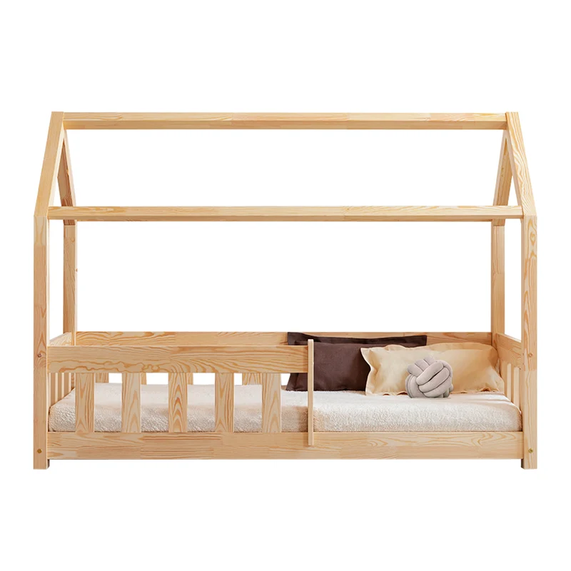 Lit cabane 90x200 sommier inclus Mila Bois