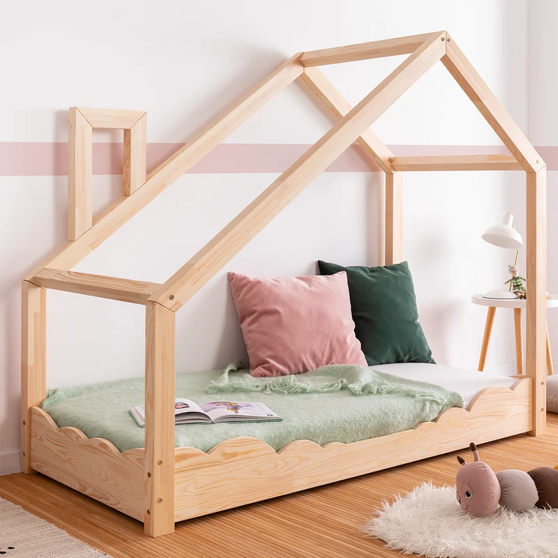 Lit cabane 90x200 sommier inclus Carla Bois