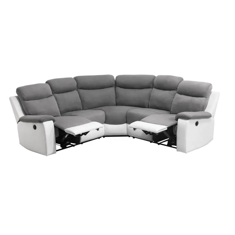 Canapé d'angle relax électrique blanc et gris - Oscar