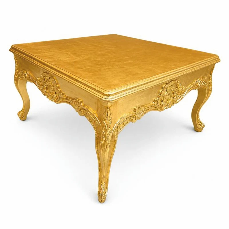 Casa Padrino Barock Couchtisch Gold 80 cm - Quadratischer Barockstil Wohnzimmertisch - Barock Wohnzimmer Möbel - Antik Stil Möbel
