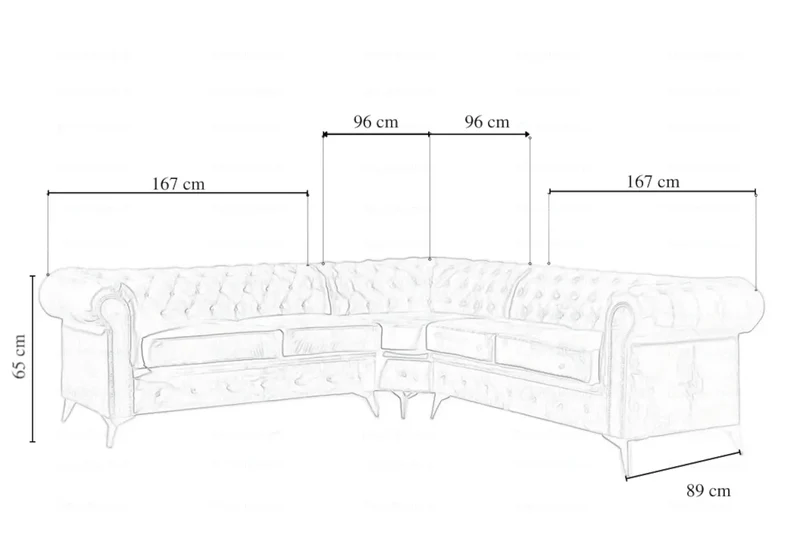Canapé angle Chesterfield velours beige - Hugo