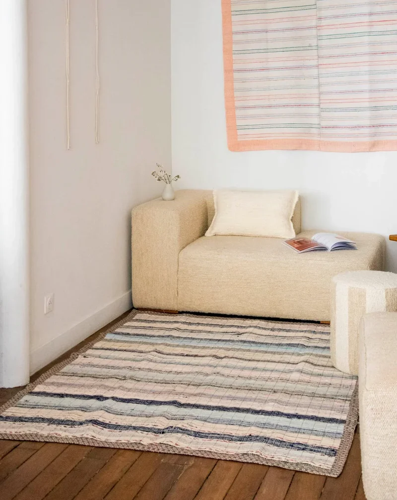 Olivier, le tapis vintage à rayures multicolore N°114