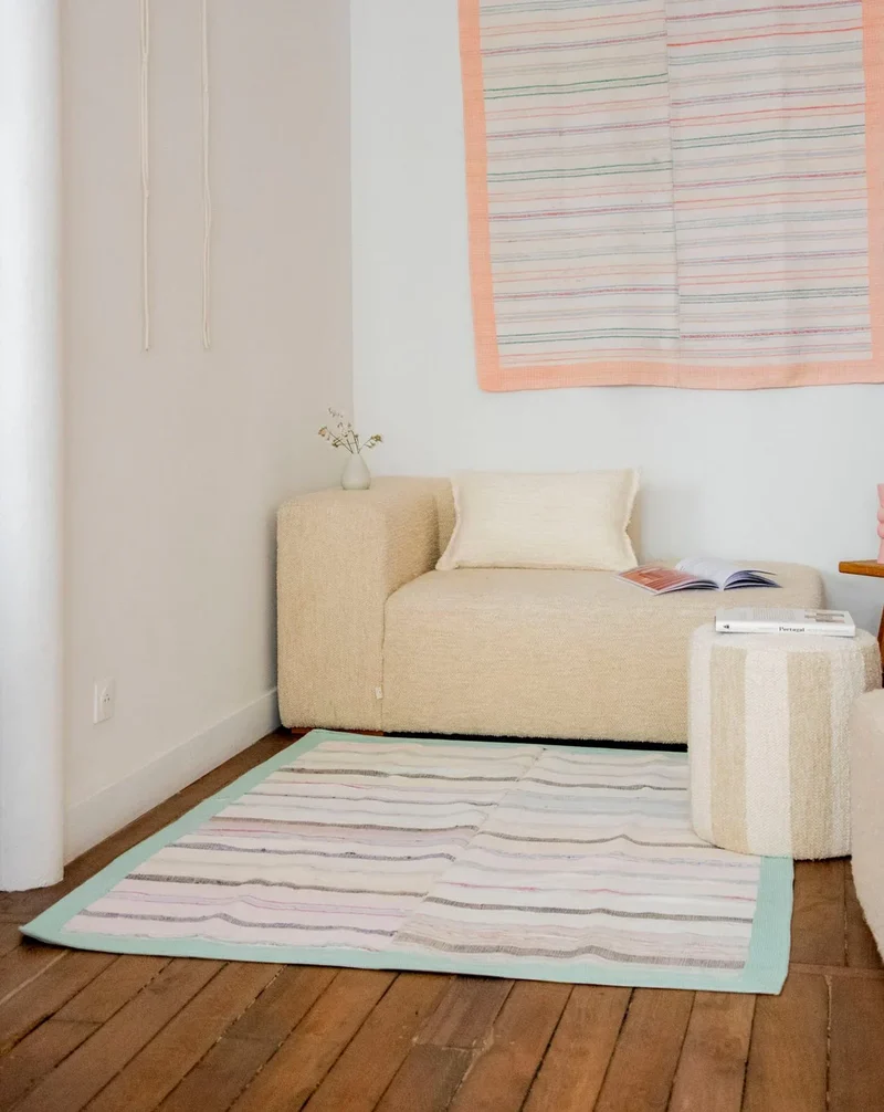 Olivier, le tapis vintage bleu et vert N°118