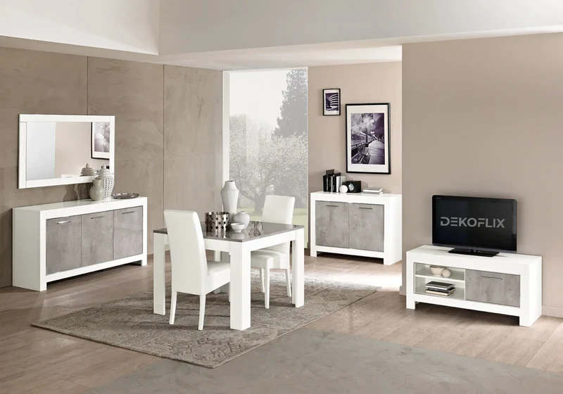 Salle à manger blanc marbre MODENA