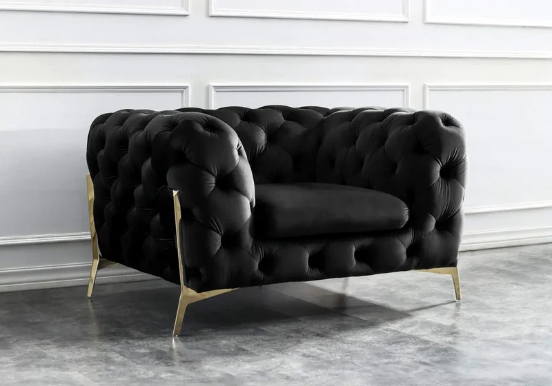Canapés 3+2+1 chesterfield noir PACO
