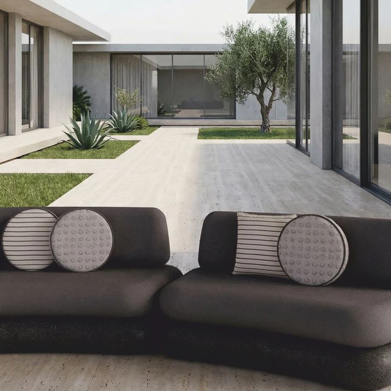 Casa Padrino Luxus Beton Sofa Grau / Anthrazit 463 cm - Outdoor Garten Sofa