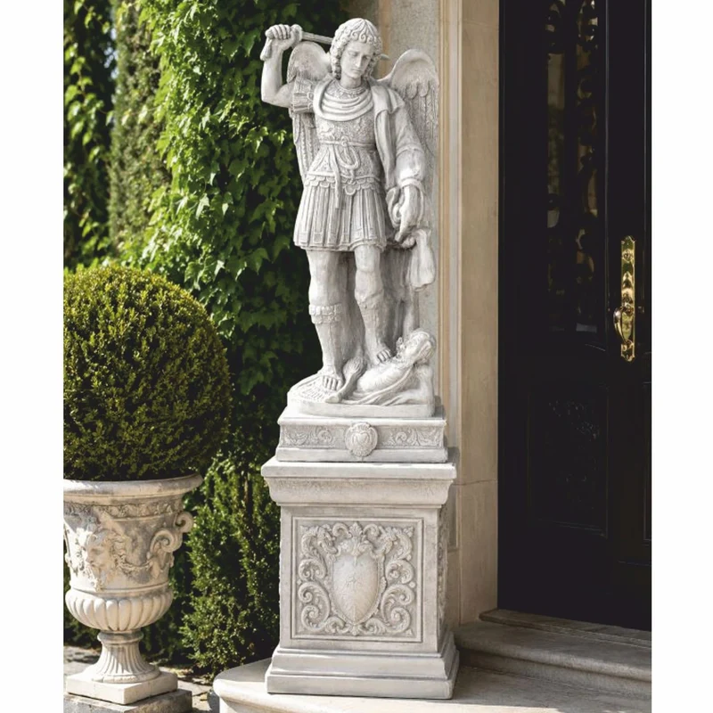 Casa Padrino Barock Garten Deko Skulptur Erzengel Grau H. 98 cm - Elegante Garten Figur - Barock Garten Skulpturen