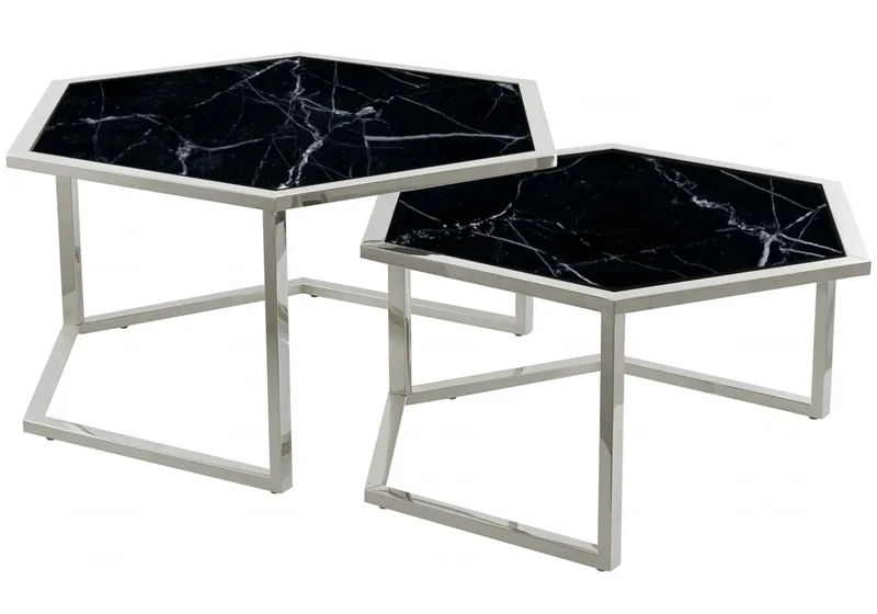 Tables gigognes en verre blanc - Giana