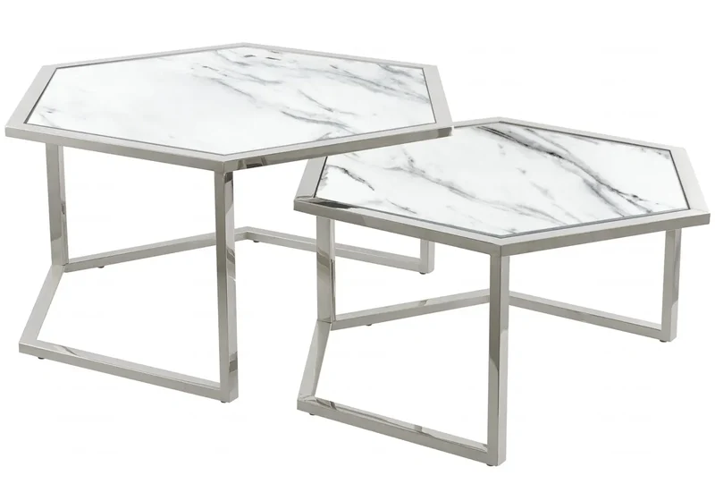 Tables gigognes en verre blanc - Giana