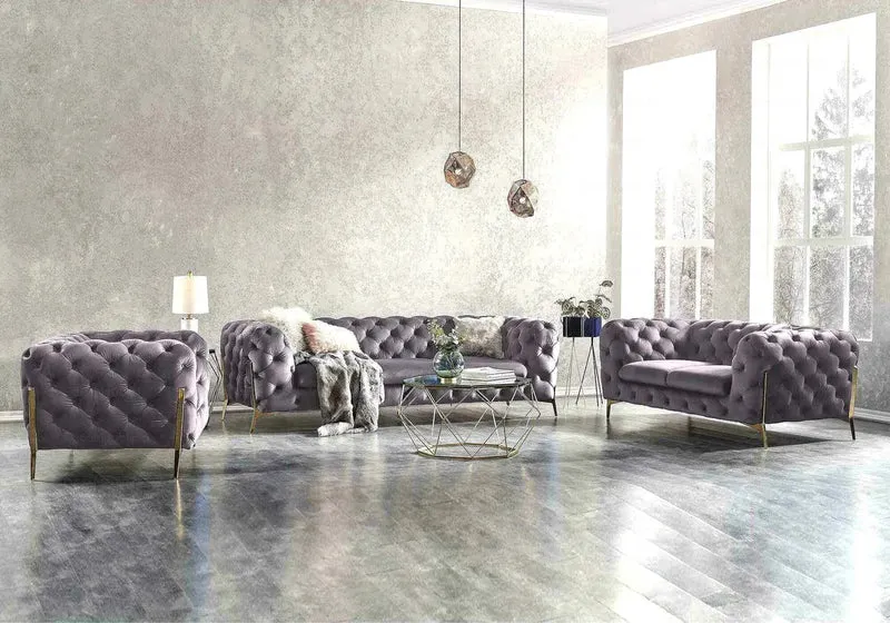 Canapés 3+2+1 chesterfield gris PACO