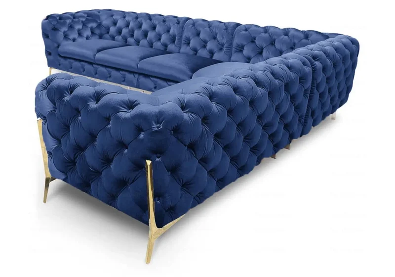 Canapé angle chesterfield bleu PACO