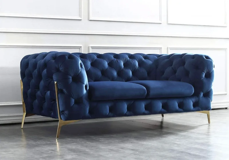 Canapés 3+2+1 chesterfield bleu PACO