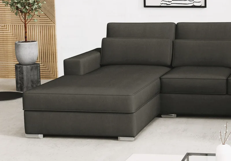 Canapé angle U velours anthracite - Lea