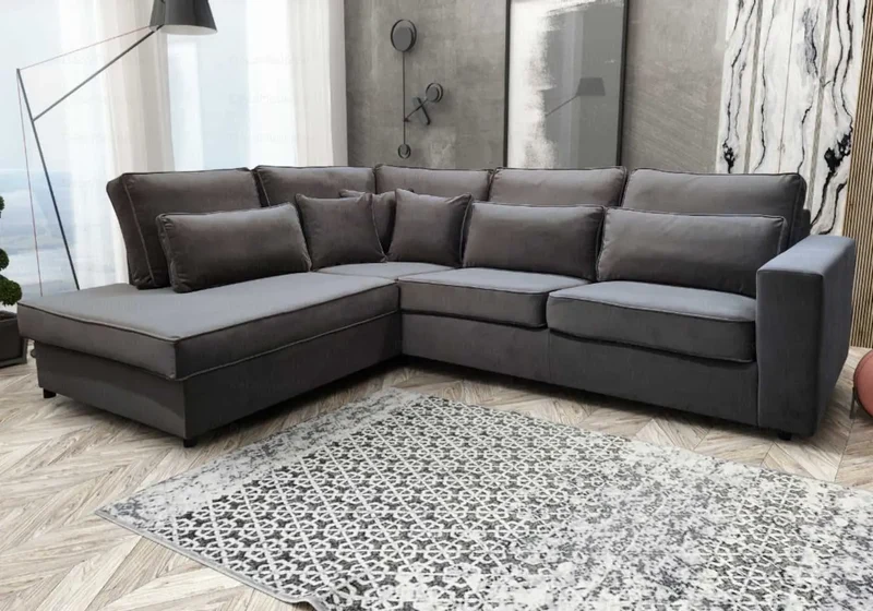 Canapé angle croco taupe - Lea