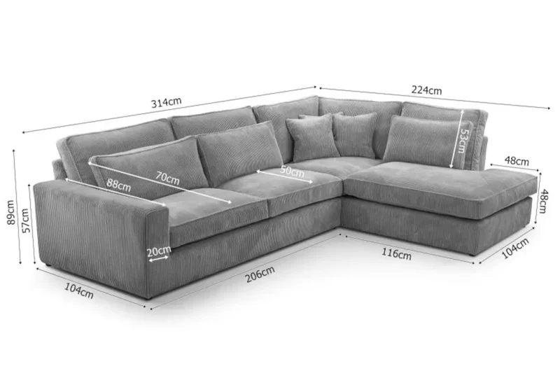 Canapé angle velours anthracite - Lea