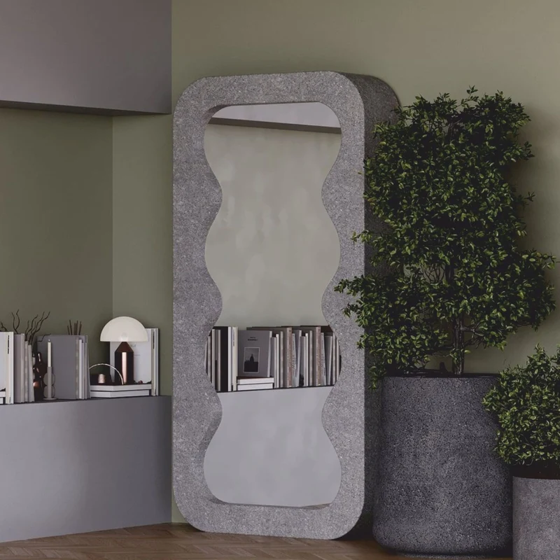 Casa Padrino Luxus Gussbeton Standspiegel Grau 100 x H. 200 cm - Hotel & Garten Möbel