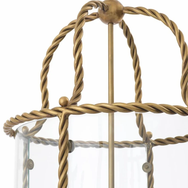 Casa Padrino Luxus Hängeleuchte Vintage Messing / Weiß H. 72,5 cm - Luxus Qualität