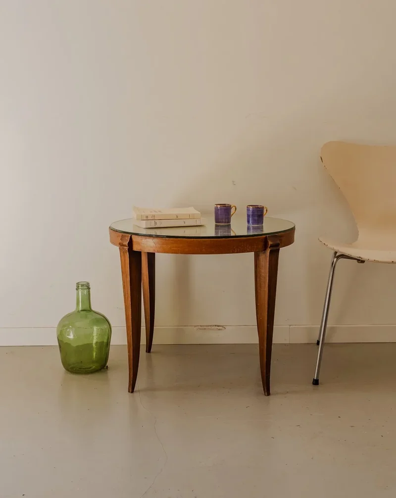 Hanna, la table d'appoint en bois et verre N°1289