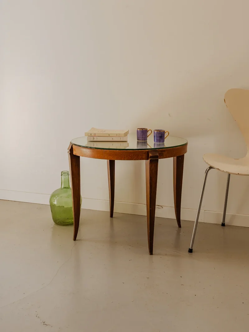 Hanna, la table d'appoint en bois et verre N°1289