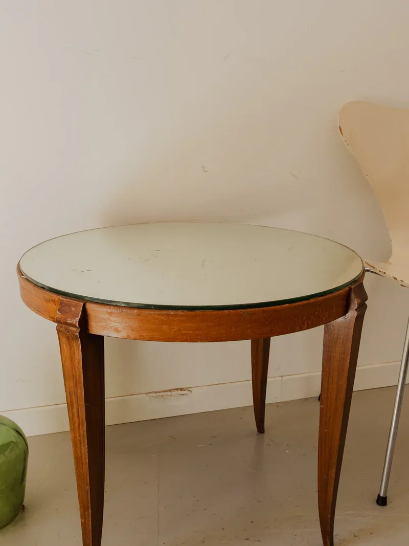 Hanna, la table d'appoint en bois et verre N°1289