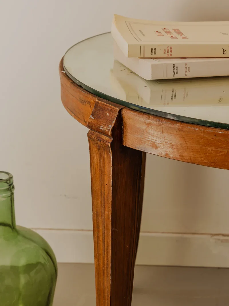 Hanna, la table d'appoint en bois et verre N°1289