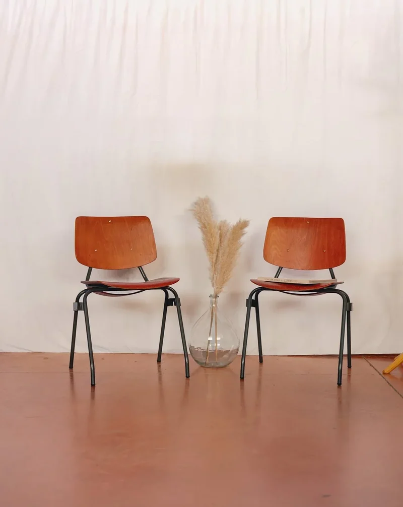 Alma, la paire de chaises en métal et bois N°1429